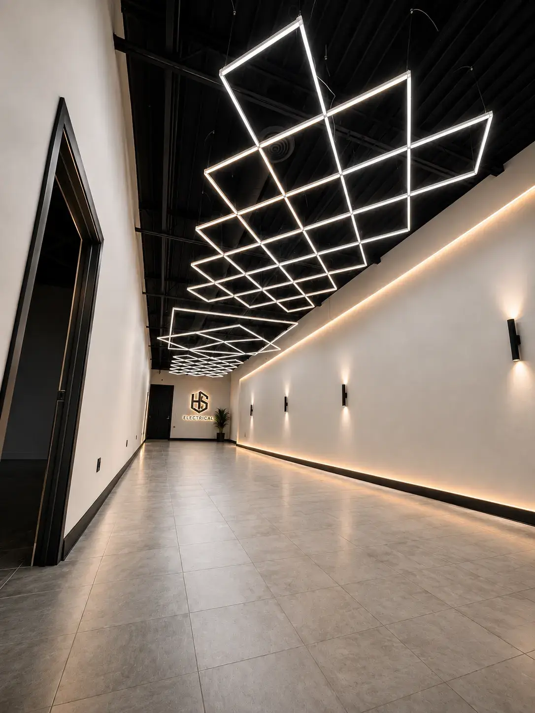 Commercial LED Ceiling Grid Installation after completion